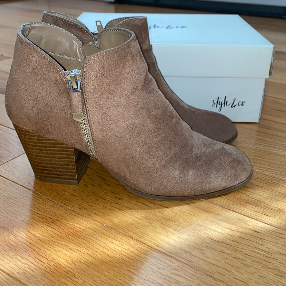 STYLE & COMPANY Womens Beige Notched At Sides Masrinaa Almond Booties 6.5 M